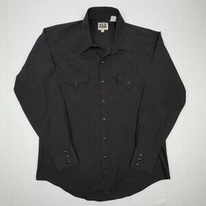 Vintage Ely Cattleman Mens Western Pearl Snap Long Sleeve Shirt Yoked 16.5 35